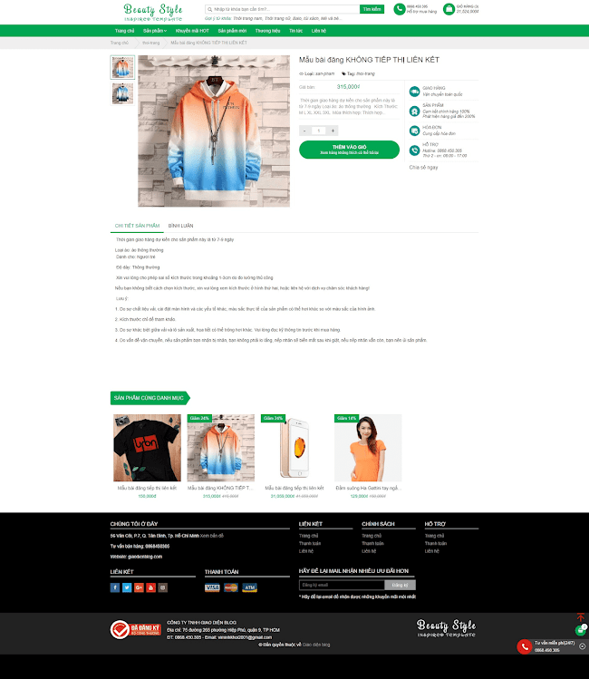 Giao diện web bán hàng Affiliate Marketing đẹp